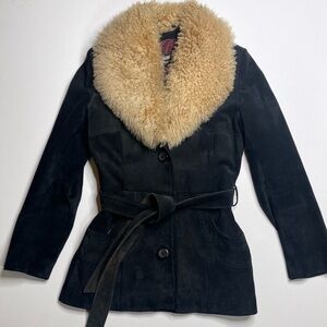 SOLD Vintage 70s Shearling Suede Coat